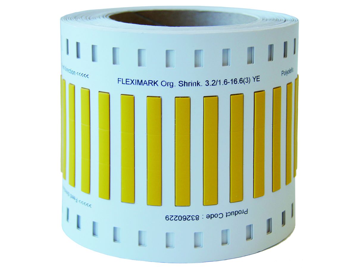 Schrumpfschlauch Markierung 25.4/8.0 (1) - gelb, Rolle à  300Stk, 50mm