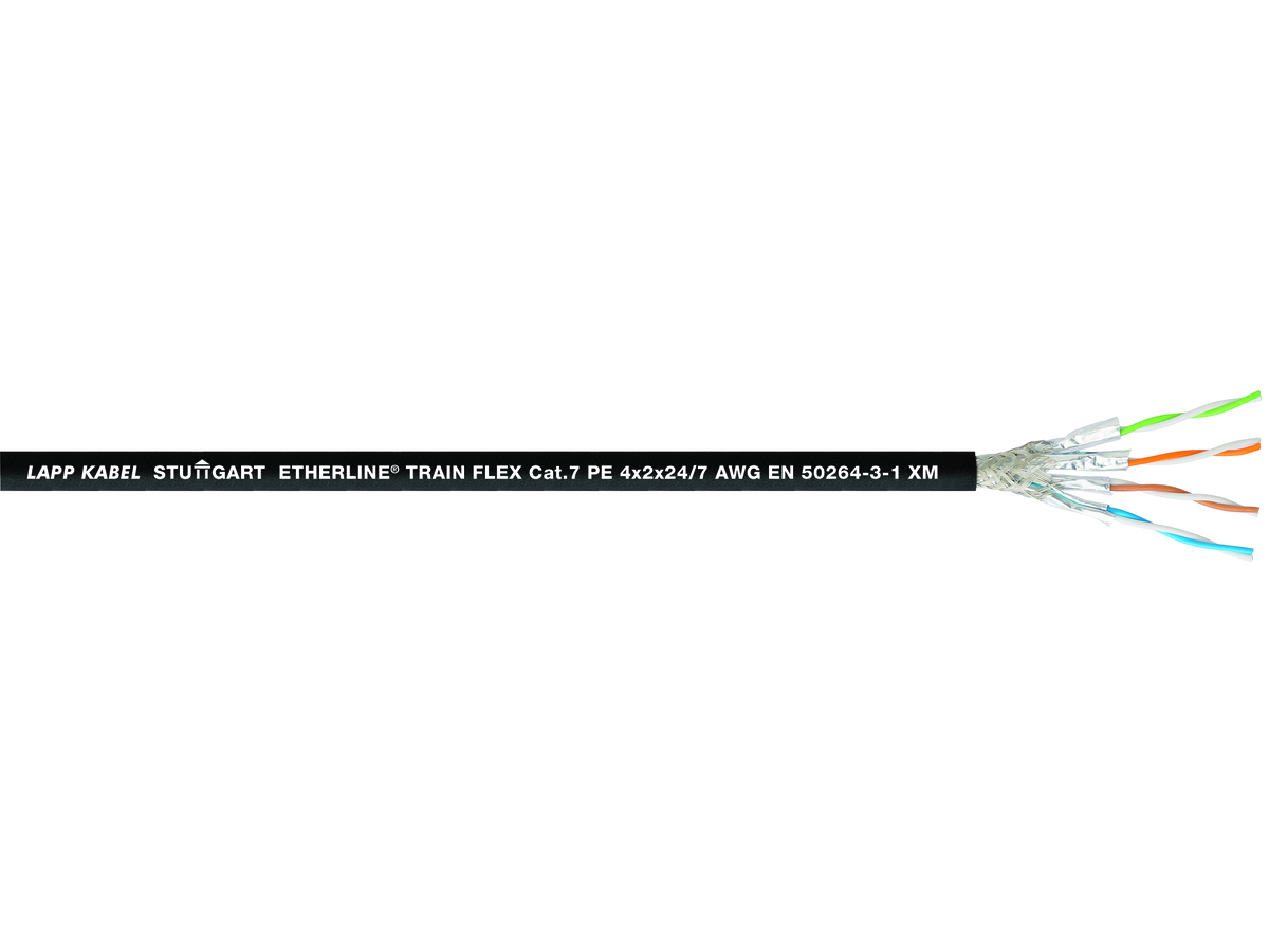 ETHERLINE TRAIN FLEX Cat7 4x2xAWG24/7 - EN 45545-2: Hazard Level HL1-3, black