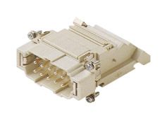 Inserts mâles 10P+T gauche 16A/500V - avec bornier, raccordement par vis
