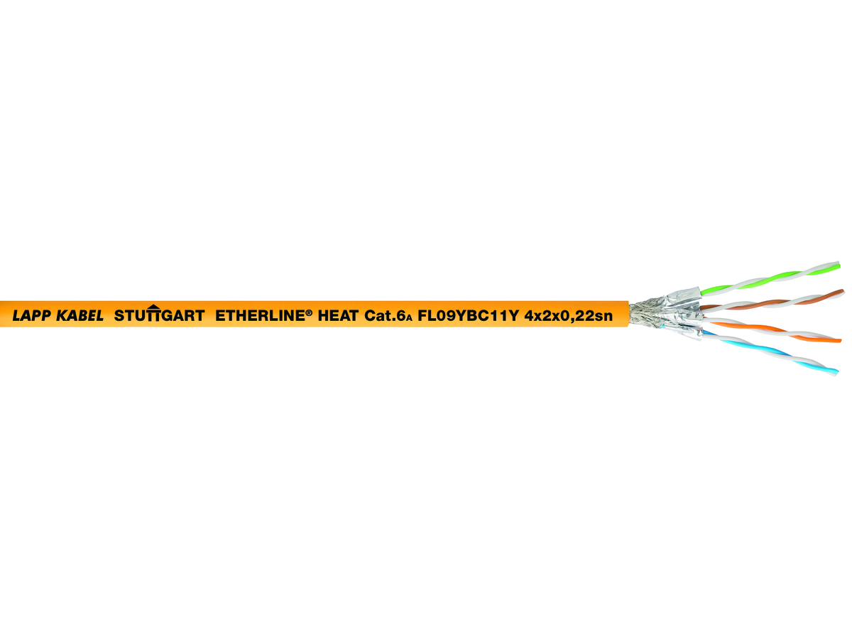 ETHERLINE CAT6A FL09YBC11Y 4x2xAWG24/7 - ISO 6722, S/FTP, YE, ECE-R 118.01