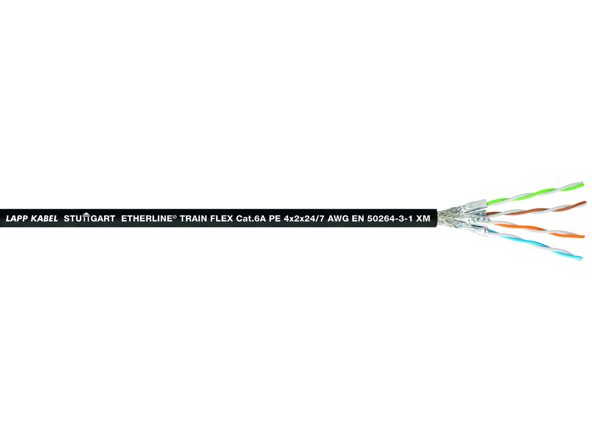 ETHERLINE TRAIN FLEX CAT6A 4x2xAWG24/7 - EN 45545-2: Hazard Level HL1-3, black